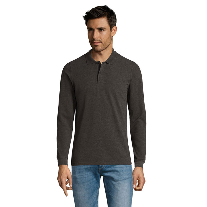 PERFECT LSL MEN - PERFECT POLO LSL UOMO 180 - Antracite Melange