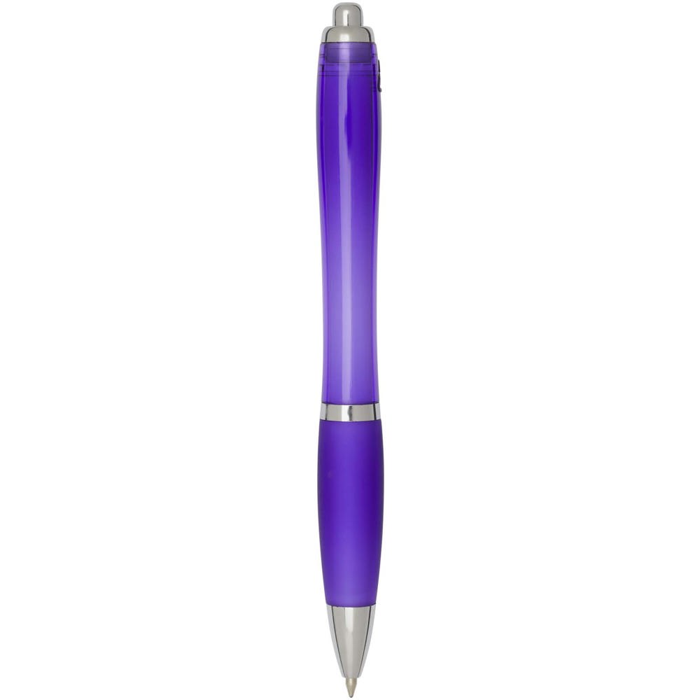  Penna a sfera in plastica riciclata certificata RCS con fusto e impugnatura colorati (inchiostro blu) Nash