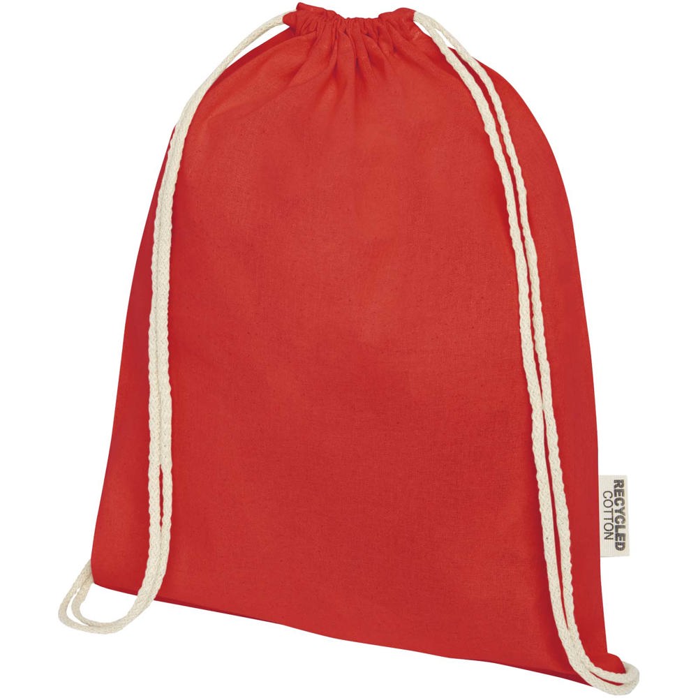 Borsa con cordoncino in cotone riciclato certificato GRS da 140 g/m² Oregon - Rosso