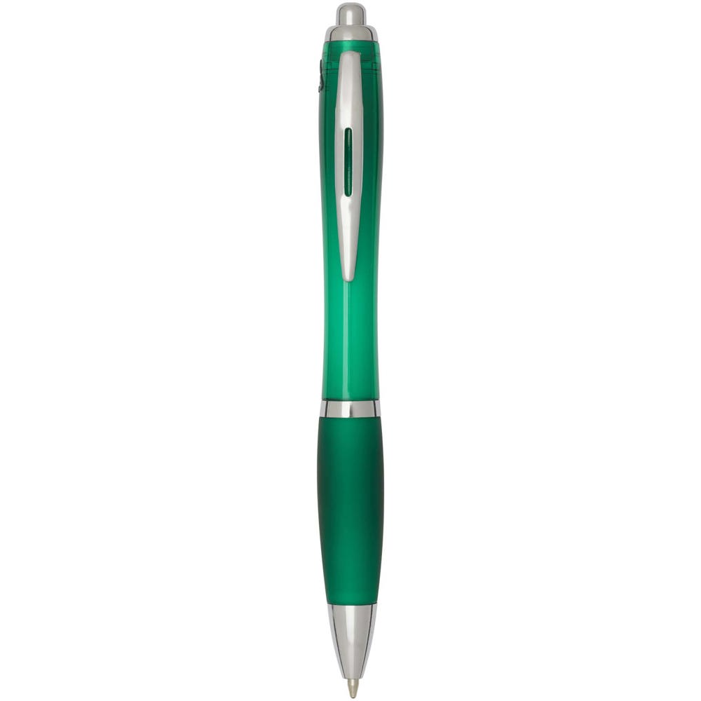 Penna a sfera in plastica riciclata certificata RCS con fusto e impugnatura colorati (inchiostro blu) Nash - Verde