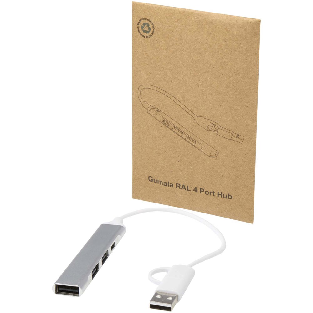 Hub USB-A e Tipo-C a 4 porte in alluminio riciclato con doppio ingresso Alkaid
