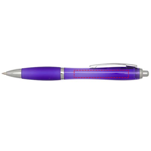  Penna a sfera in plastica riciclata certificata RCS con fusto e impugnatura colorati (inchiostro blu) Nash