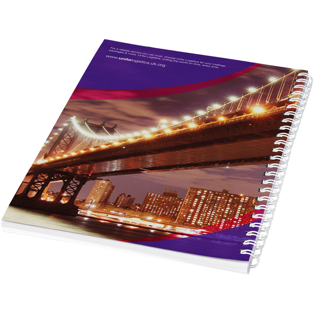 Blocco note a spirale A4 con copertina posteriore stampata Desk-Mate®
