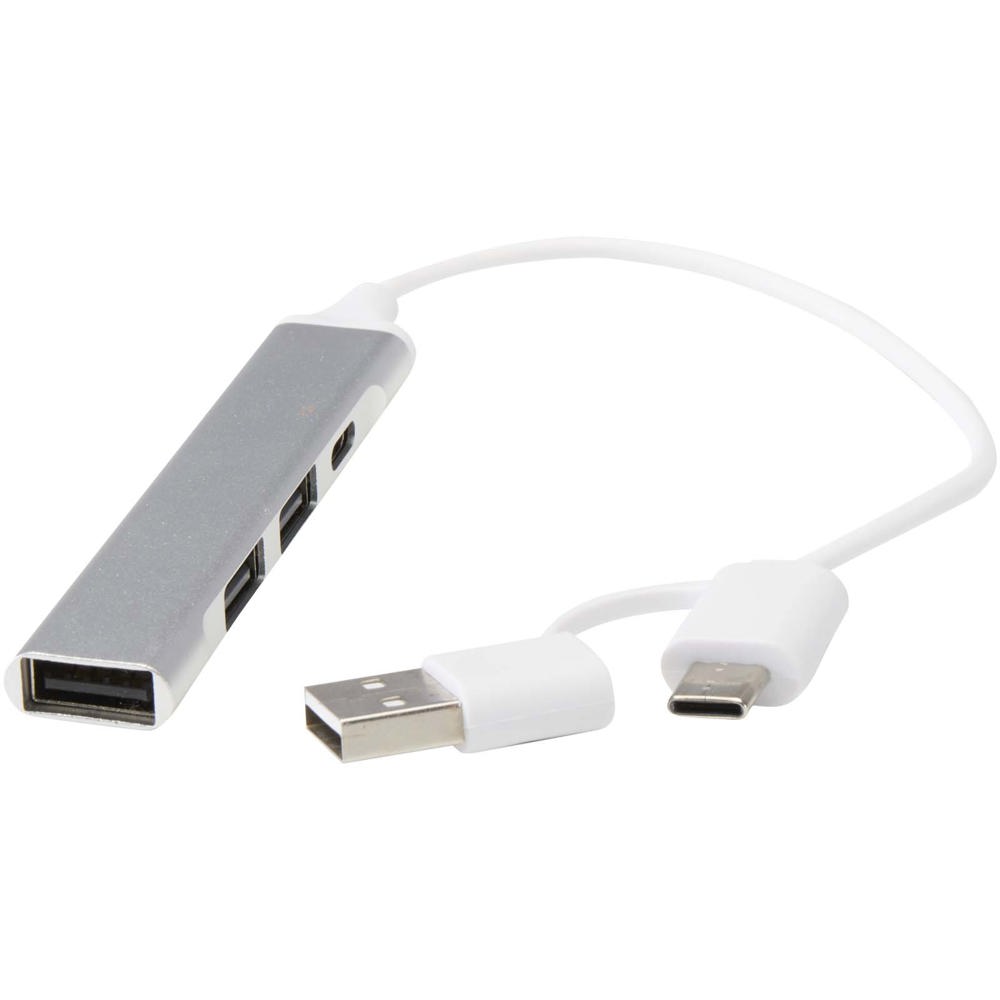 Hub USB-A e Tipo-C a 4 porte in alluminio riciclato con doppio ingresso Alkaid