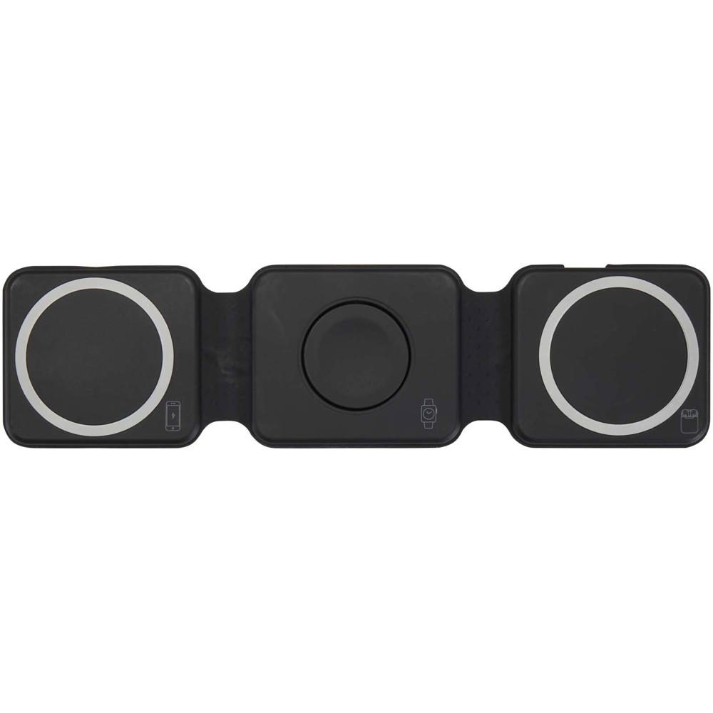 Caricabatterie wireless 3 in 1 da 15 W pieghevole in plastica riciclata Armus