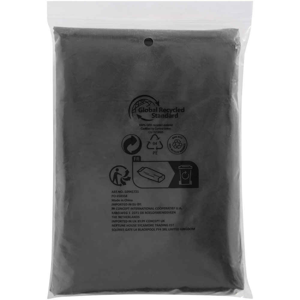 Poncho impermeabile monouso in materiale riciclato certificato GRS con custodia Mayan 