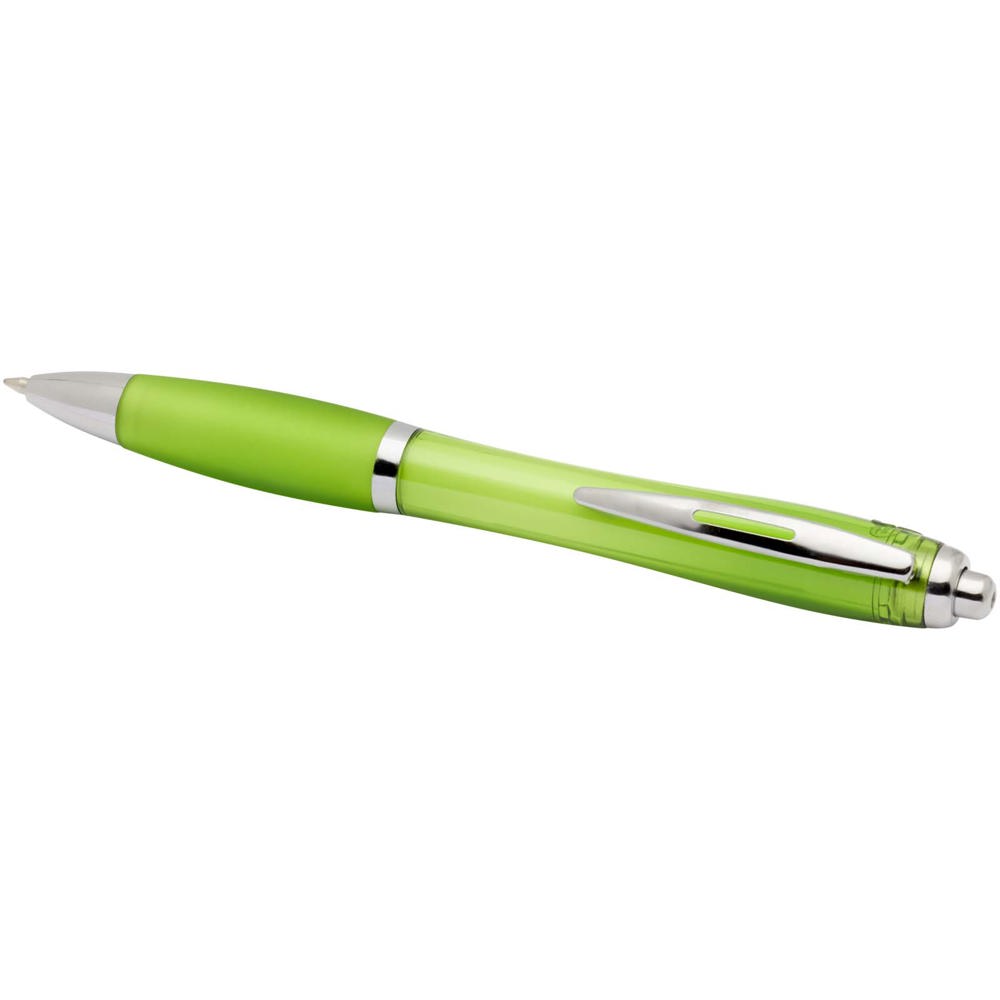  Penna a sfera in plastica riciclata certificata RCS con fusto e impugnatura colorati (inchiostro blu) Nash