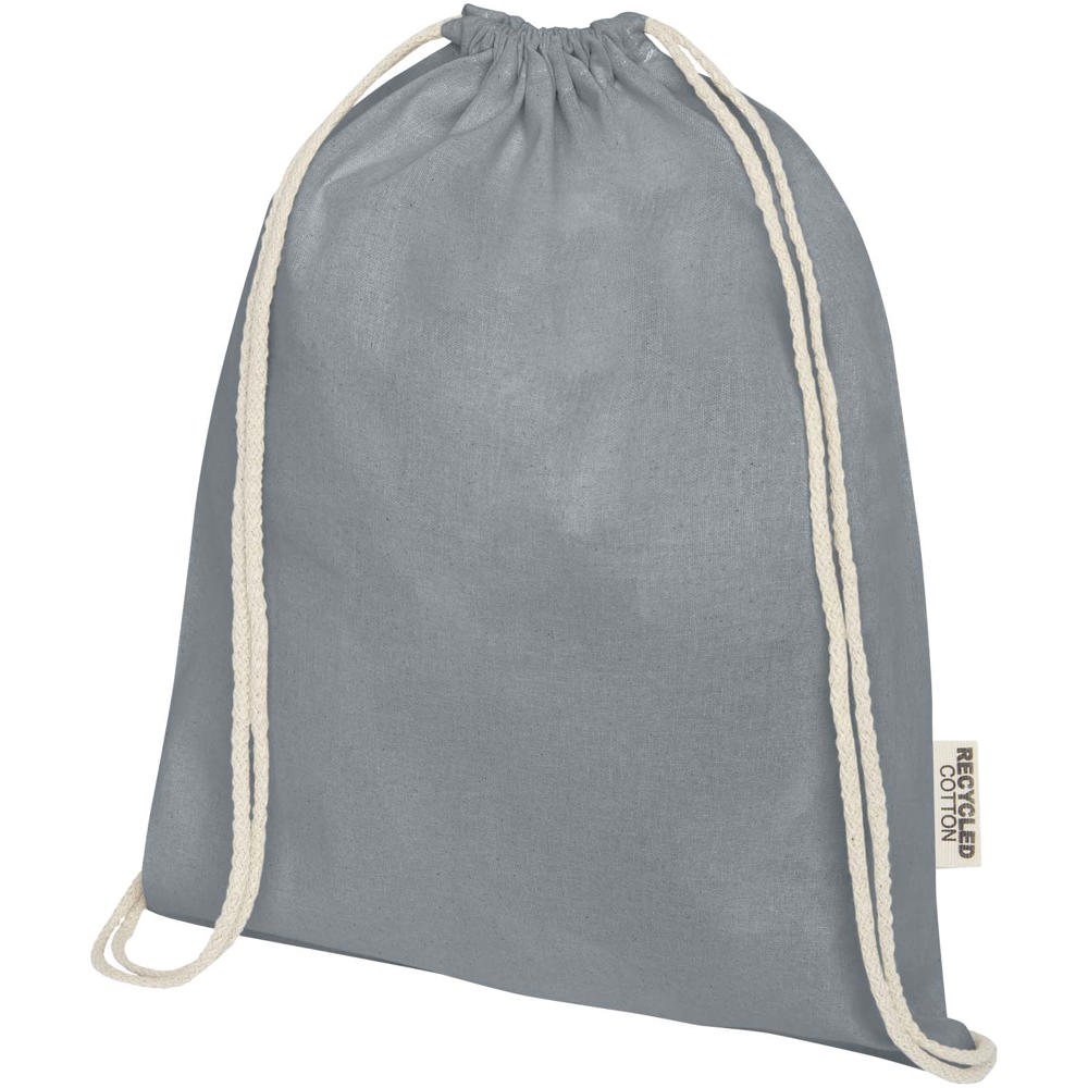 Borsa con cordoncino in cotone riciclato certificato GRS da 140 g/m² Oregon - Grigio