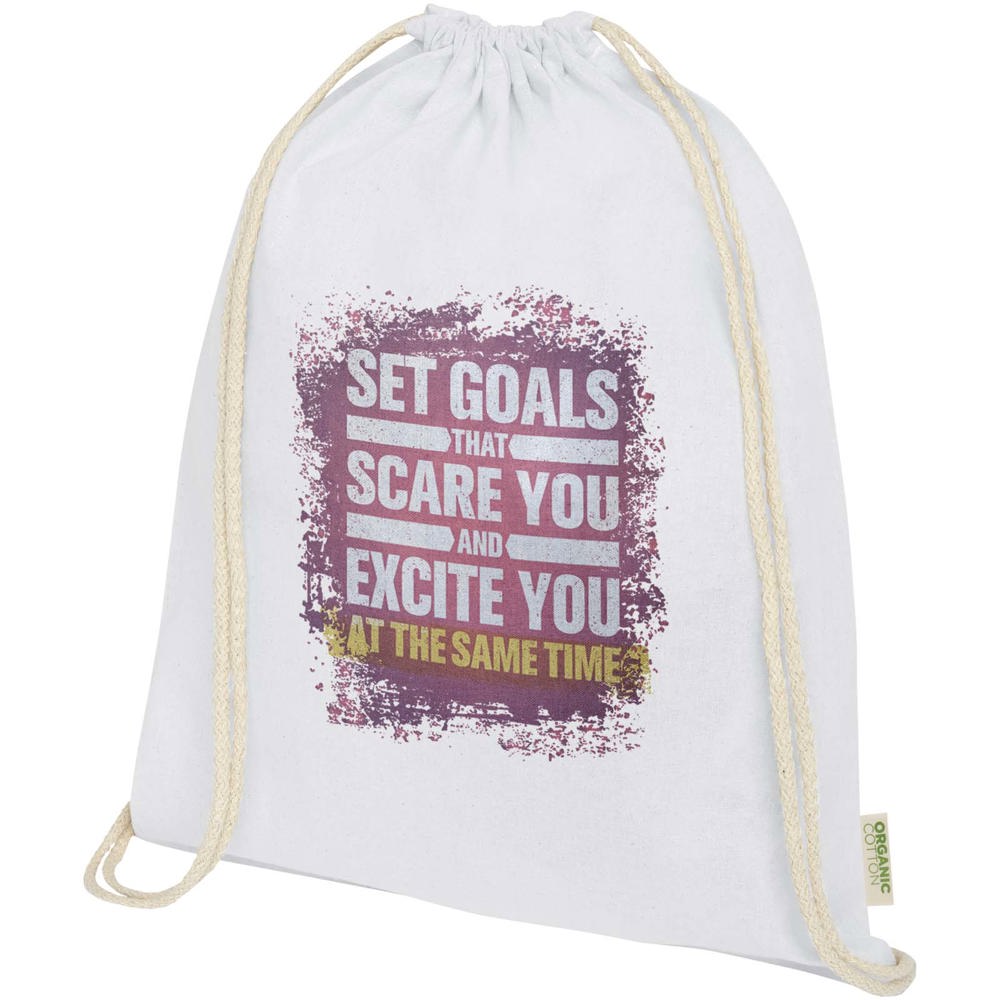 Borsa con cordoncino in tessuto biologico certificato OCS da 140 g/m² Odisha  - 5L