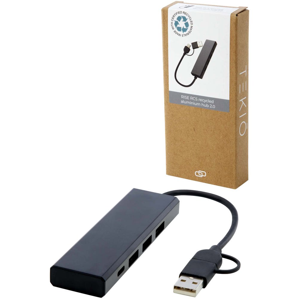 Hub USB 2.0 in alluminio riciclato RCS Rise