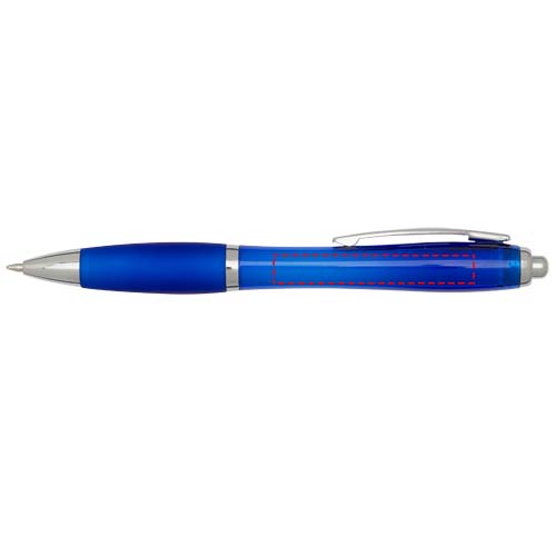  Penna a sfera in plastica riciclata certificata RCS con fusto e impugnatura colorati (inchiostro blu) Nash