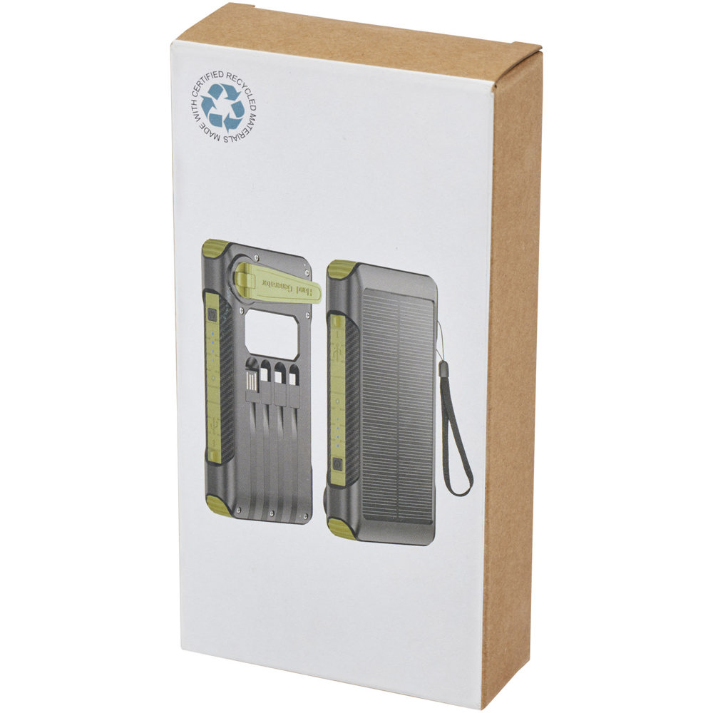 Power bank a dinamo solare in plastica riciclata RCS da 10.000 mAh Soldy 