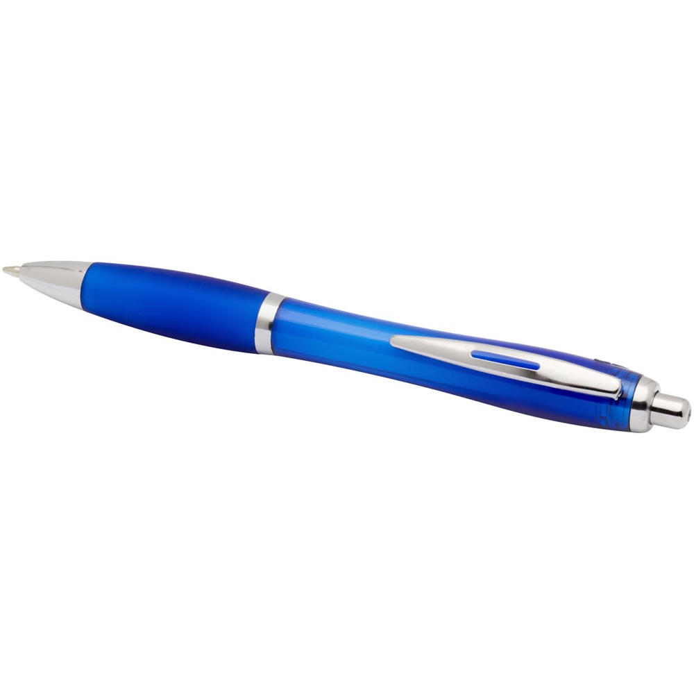  Penna a sfera in plastica riciclata certificata RCS con fusto e impugnatura colorati (inchiostro blu) Nash