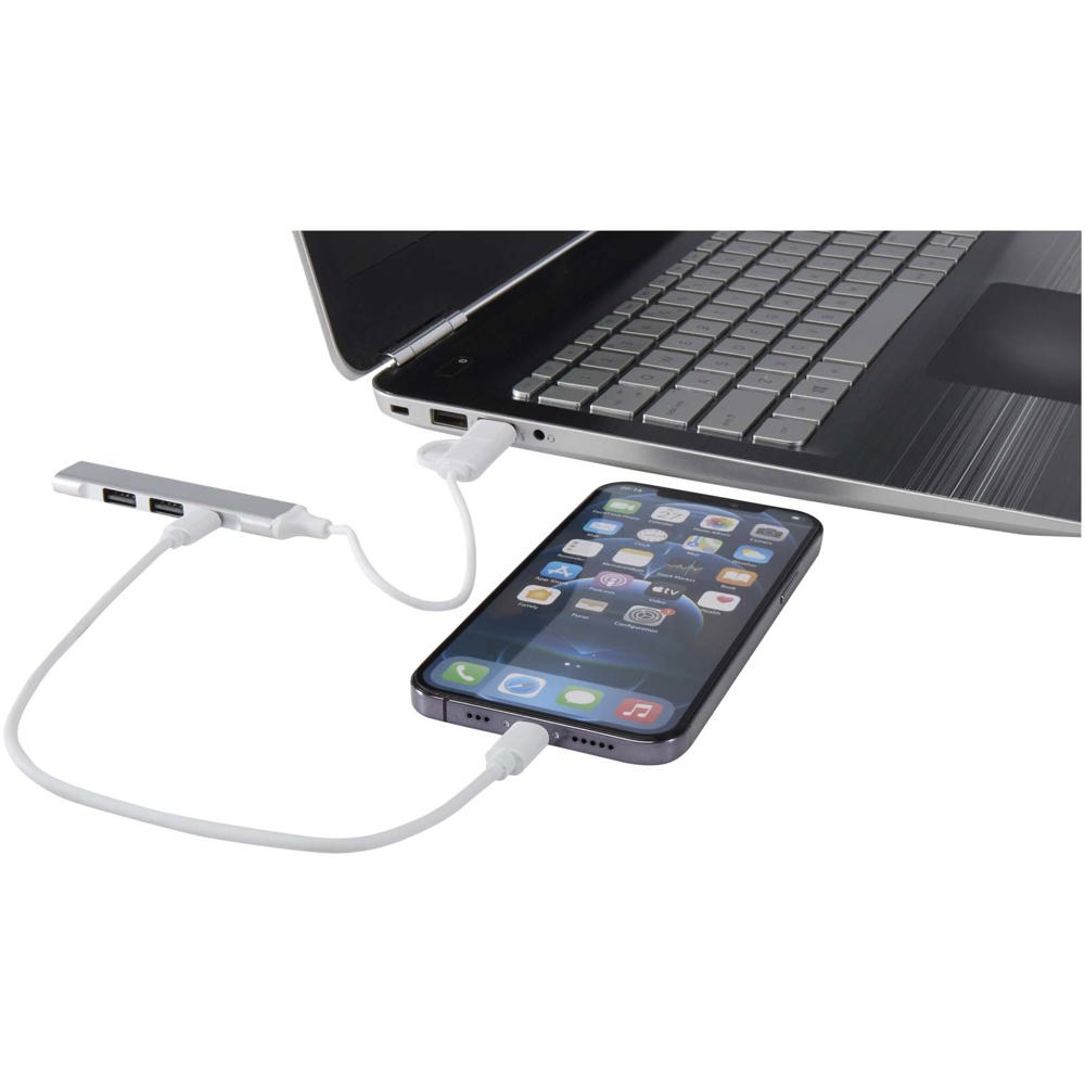Hub USB-A e Tipo-C a 4 porte in alluminio riciclato con doppio ingresso Alkaid
