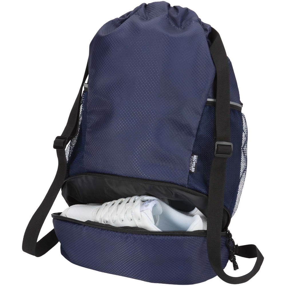 Borsa sportiva con cordoncino in materiale riciclato certificato GRS e scomparto inferiore da 18 litri Nomad