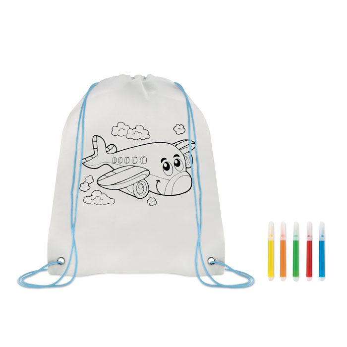 CARRYDRAW - Sacca da colorare in non woven - Blu Bambino