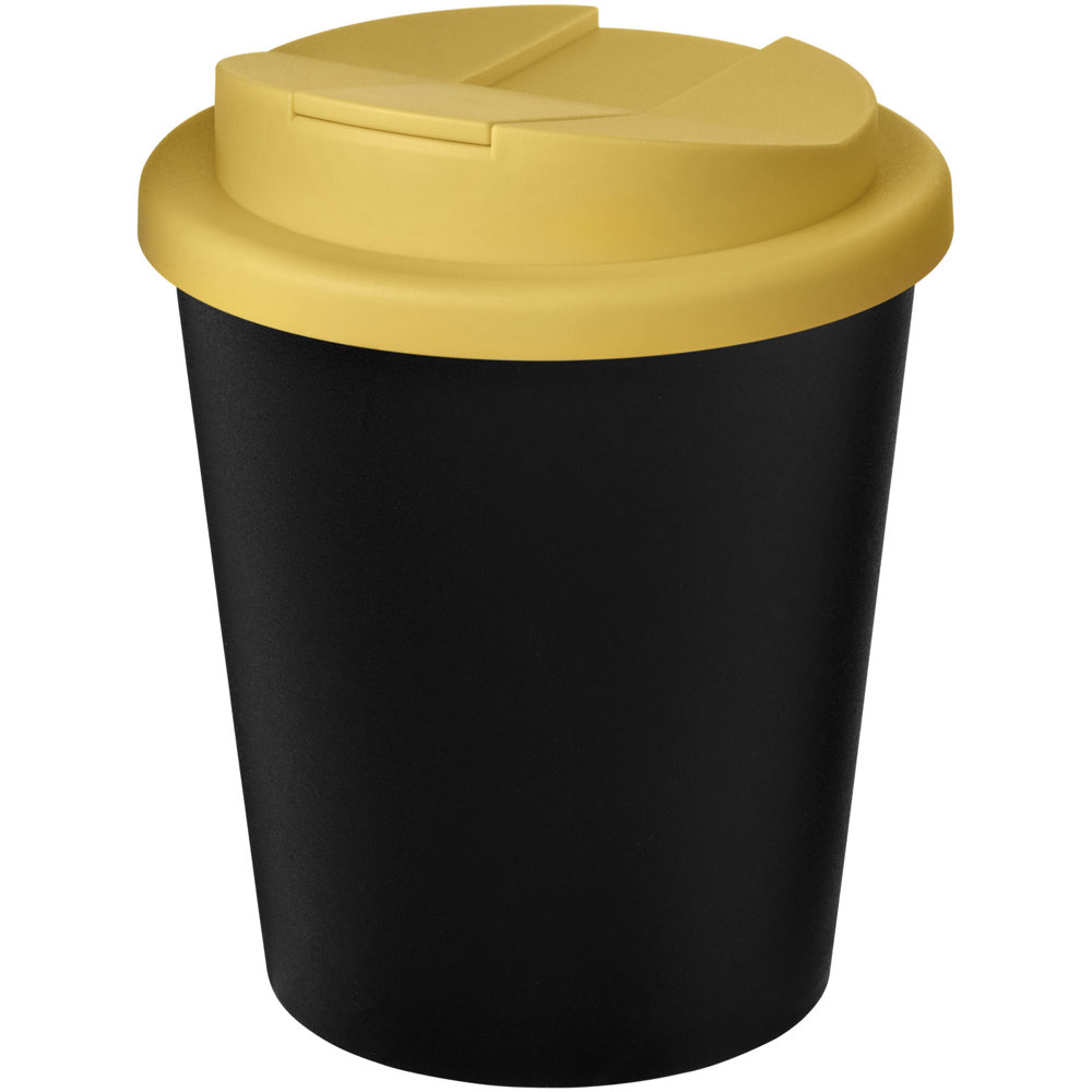 Bicchiere Americano® Espresso Eco da 250 ml in materiale riciclato con coperchio a prova di perdita - Nero, Giallo