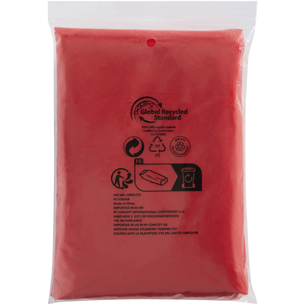Poncho impermeabile monouso in materiale riciclato certificato GRS con custodia Mayan 