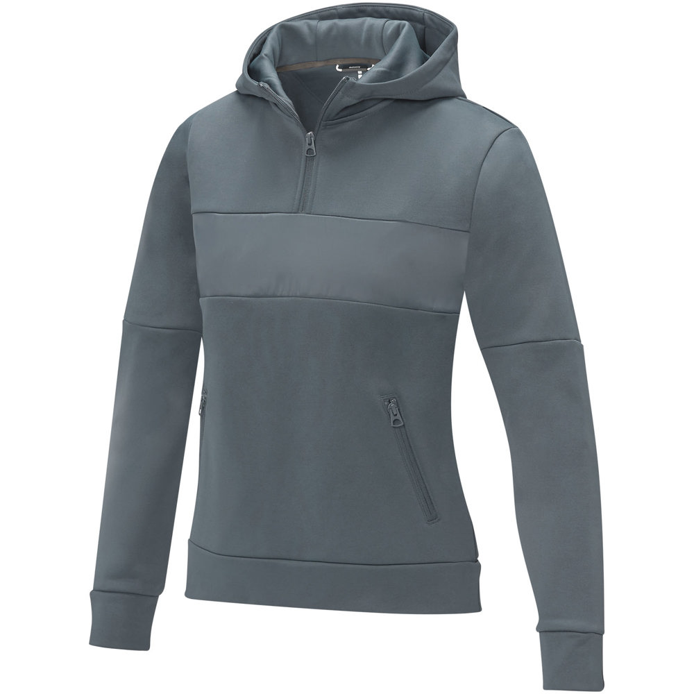 Felpa anorak con cappuccio da donna a mezza zip Sayan - Grigio acciao