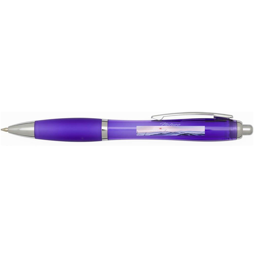  Penna a sfera in plastica riciclata certificata RCS con fusto e impugnatura colorati (inchiostro blu) Nash