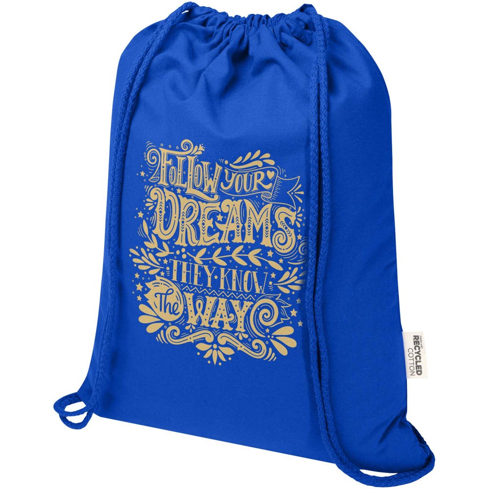 Borsa con cordoncino  in materiale riciclato GRS da 140 g/m² Oregon Blend - 5L