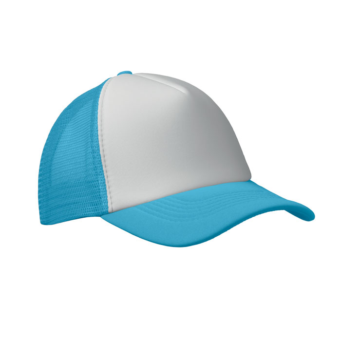 BUBBLE - Cappello trucker a 5 pannelli - Bianco/Turchese