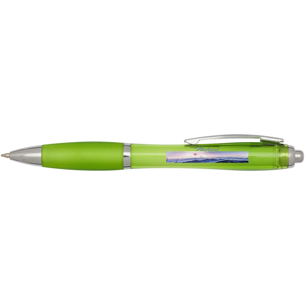 Penna a sfera in plastica riciclata certificata RCS con fusto e impugnatura colorati (inchiostro blu) Nash
