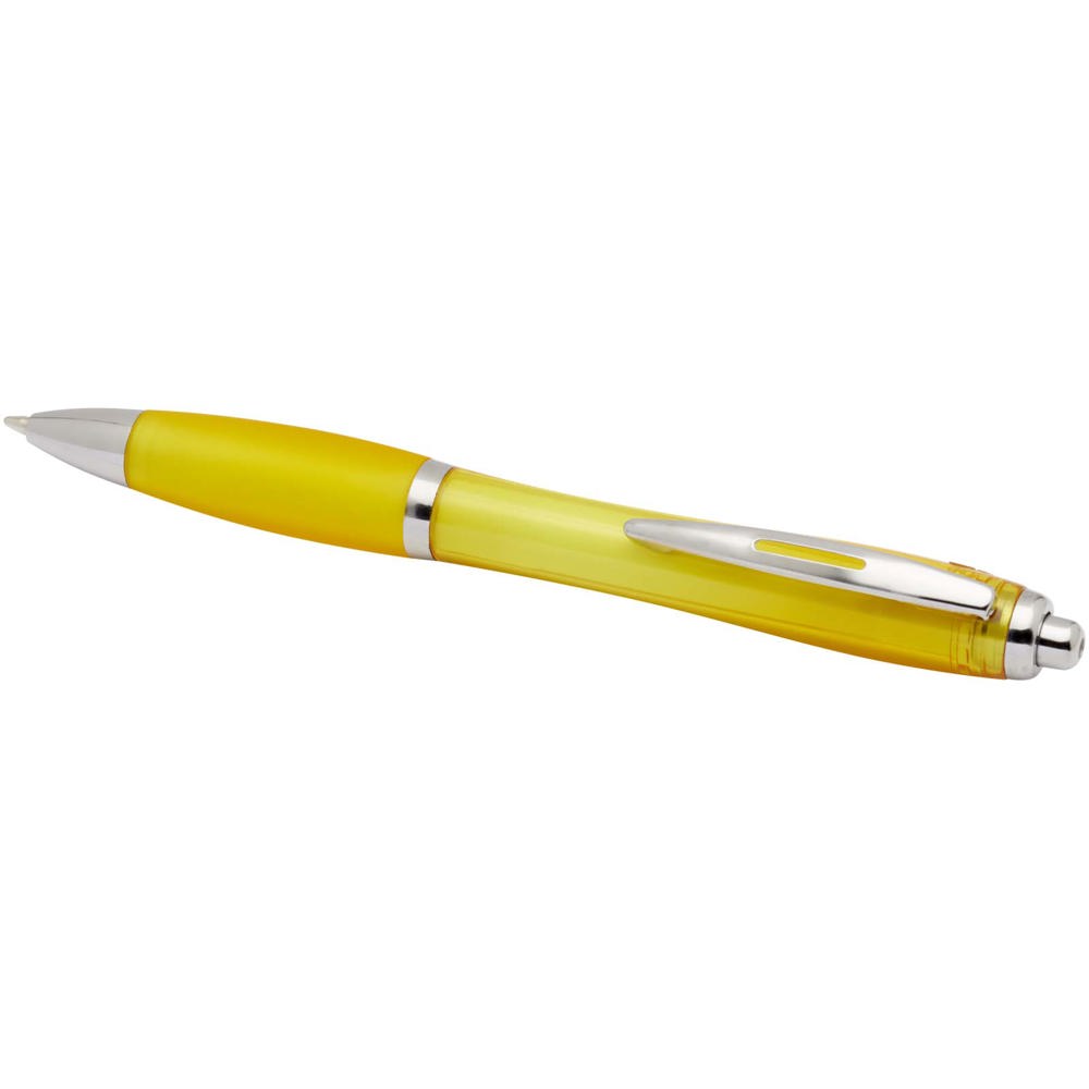  Penna a sfera in plastica riciclata certificata RCS con fusto e impugnatura colorati (inchiostro blu) Nash