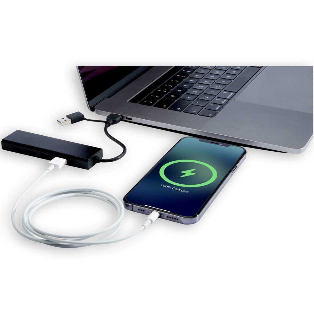 Hub USB 2.0 in alluminio riciclato RCS Rise