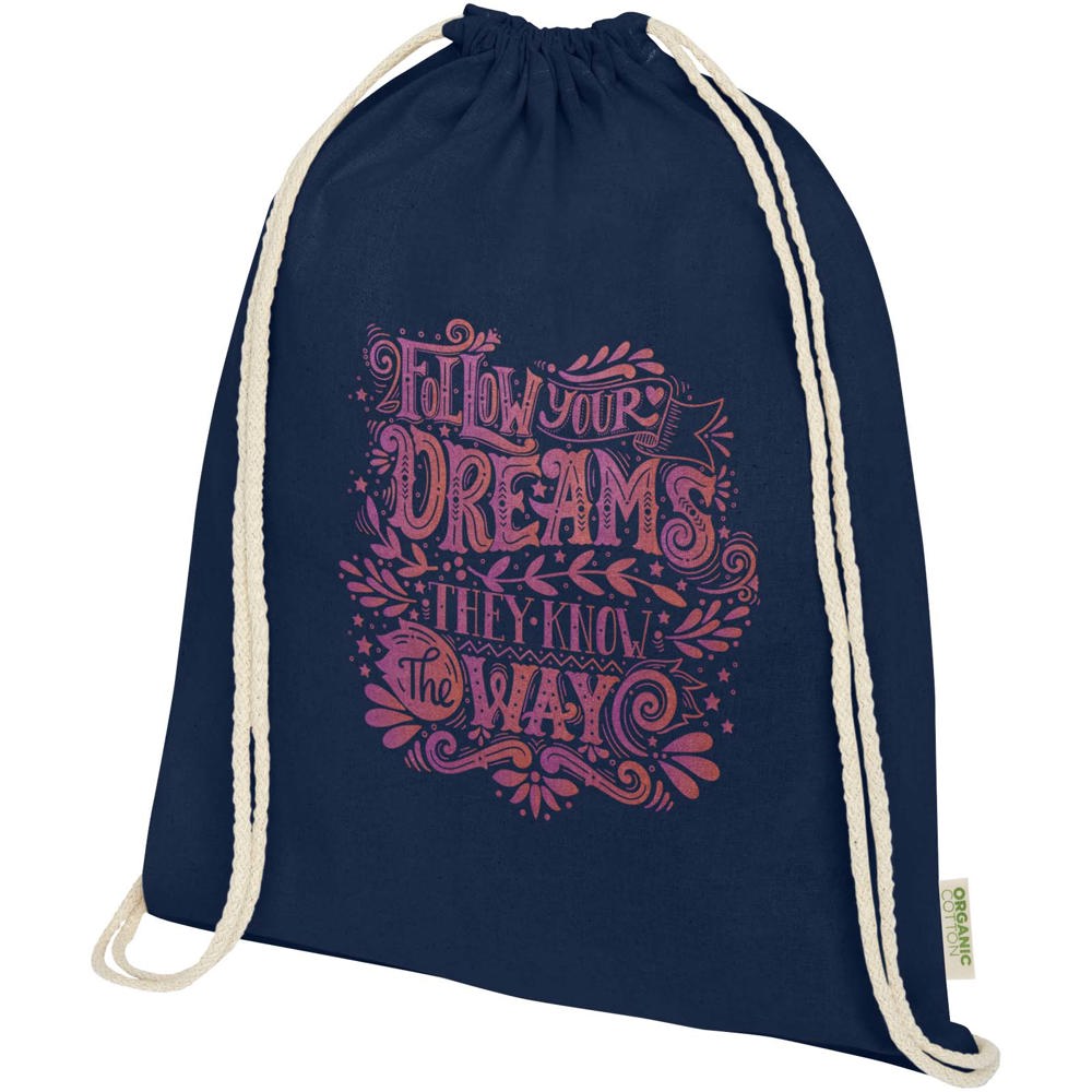 Borsa con cordoncino in tessuto biologico certificato OCS da 140 g/m² Odisha  - 5L