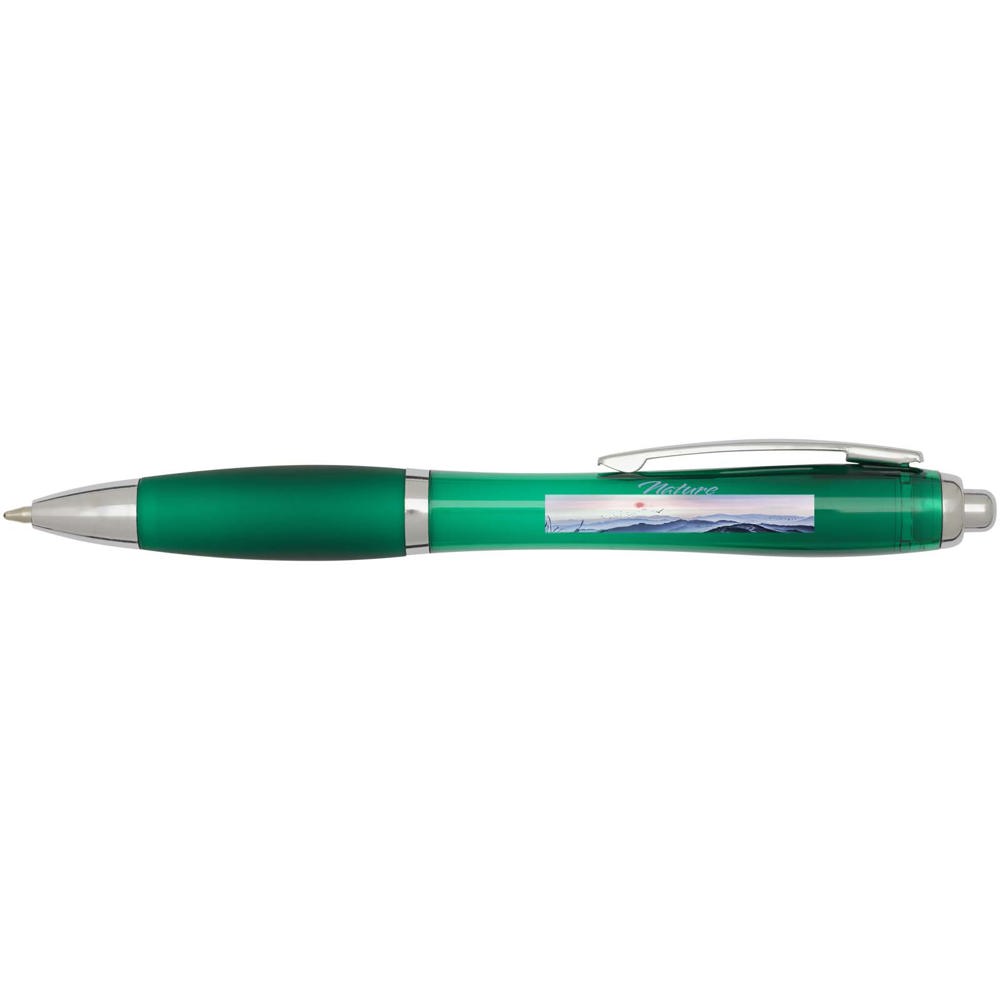  Penna a sfera in plastica riciclata certificata RCS con fusto e impugnatura colorati (inchiostro blu) Nash