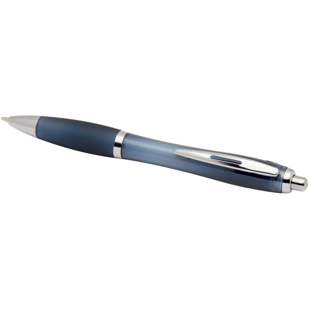  Penna a sfera in plastica riciclata certificata RCS con fusto e impugnatura colorati (inchiostro blu) Nash