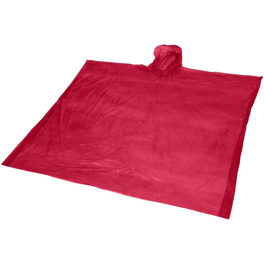 Poncho impermeabile monouso in materiale riciclato certificato GRS con custodia Mayan - Rosso