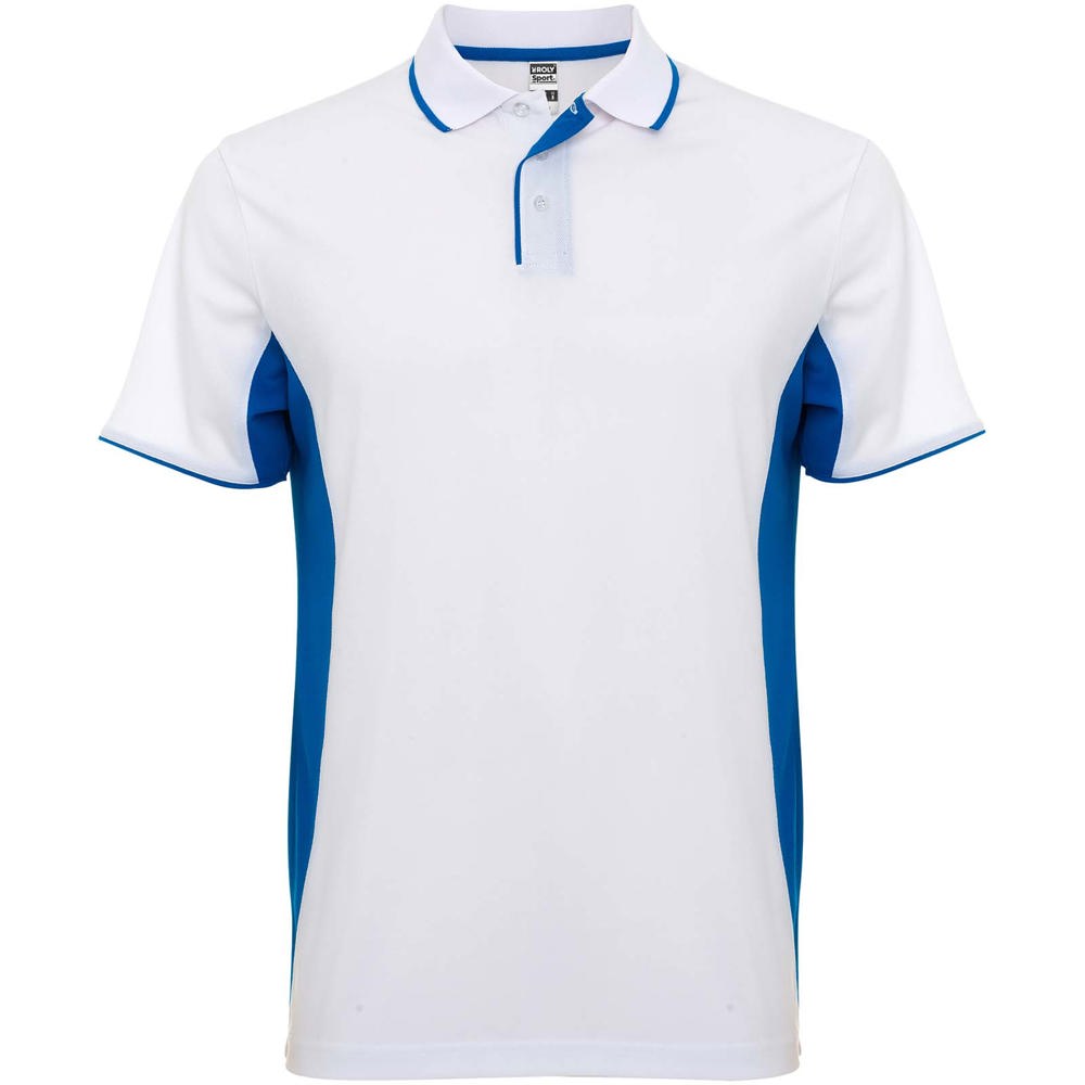 Polo a maniche corte unisex Montmelo - Bianco, Blu royal