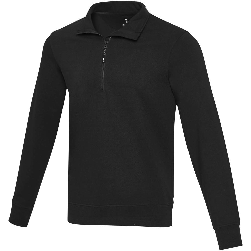 Maglione con cerniera a un quarto in tessuto riciclato unisex Aware™ Tin - Nero