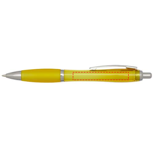  Penna a sfera in plastica riciclata certificata RCS con fusto e impugnatura colorati (inchiostro blu) Nash