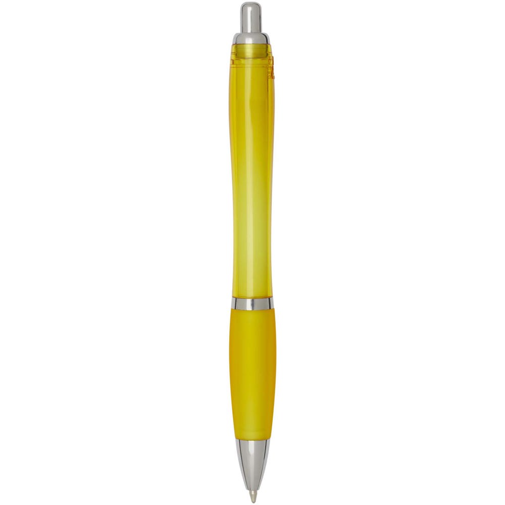  Penna a sfera in plastica riciclata certificata RCS con fusto e impugnatura colorati (inchiostro blu) Nash